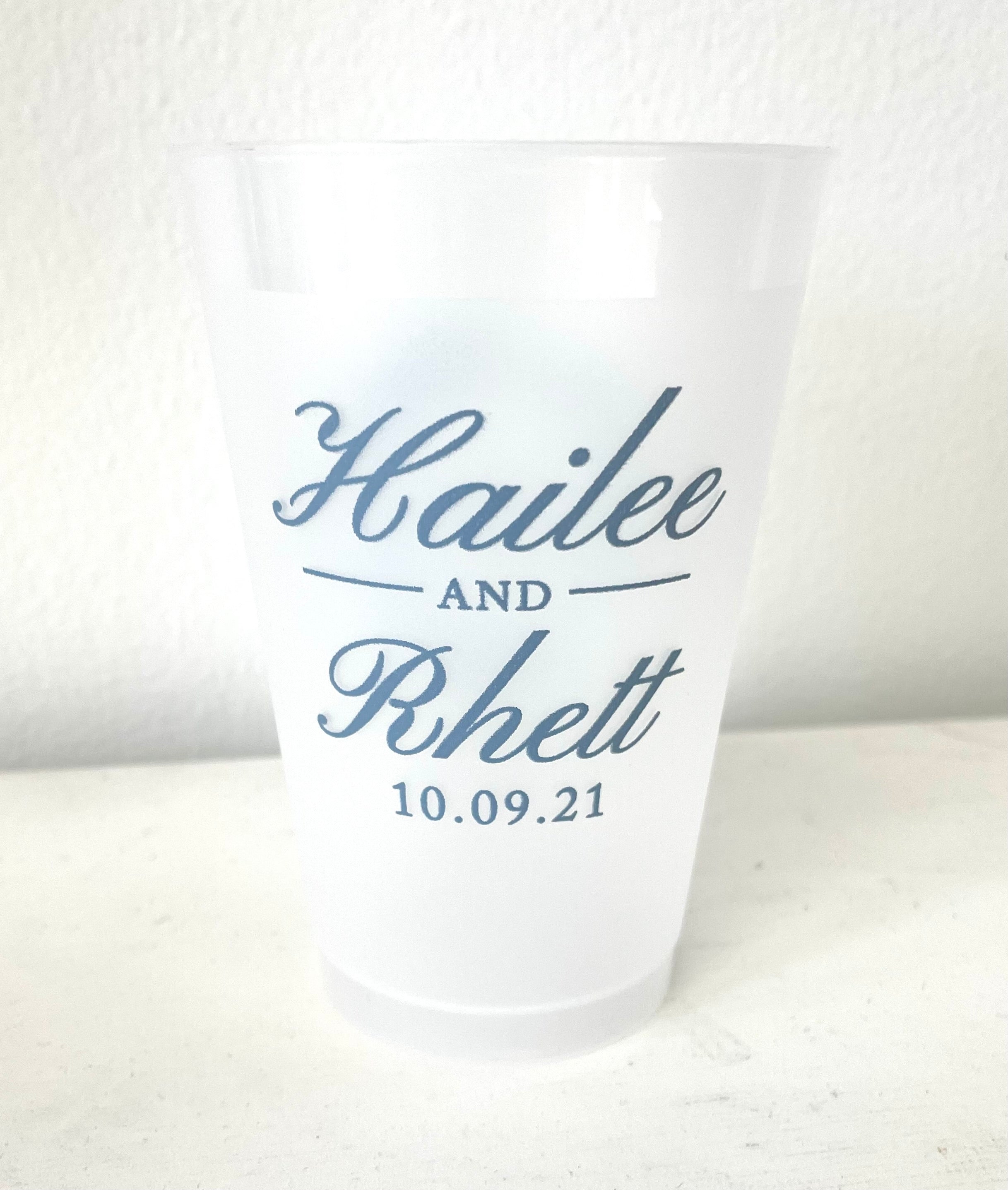 Stacked Names and Date, Custom 16 oz. Frost Flex Cups
